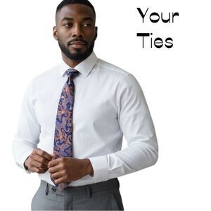 Your Ties Navy Orange Paisley Silk Necktie NWT Office Career